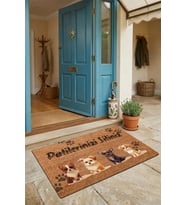 Valerine Life Kapı Önü Paspası 45x70cm Kaymaz Taban Dekoratif iç Dış Mekan Dörtlü Sevimli Köpekler