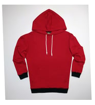 Kapüşonlu Kadın Sweatshirt - Kırmızı Siyah - Düz - Beyaz İp