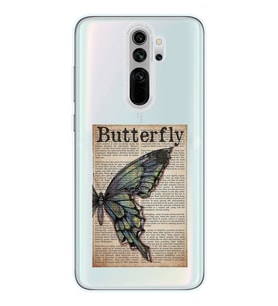 Redmi Note 8 Pro Uyumlu Butterfly Tasarımlı Şeffaf Telefon Kılıfı