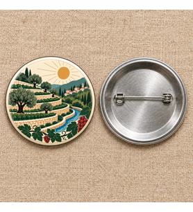 Battir Terasları Filistin Temalı 58 mm İğneli Rozet