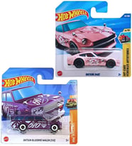 2 Araç Set - Hot Wheels Datsun 240Z - Pembe & Hot Wheels - Datsun Bluebird Wagon (510) (1/64)
