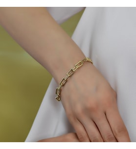 Goldium 14 Ayar Altın Köşeli Zincir Bileklik (Sarı)