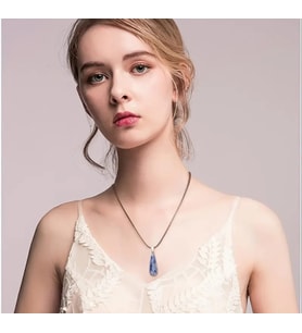 rose moda 3-Adet Doğal Çakra Taşı Kolye Ucu Oval Gözyaşı  Şans kolyesi (Turkuaz)