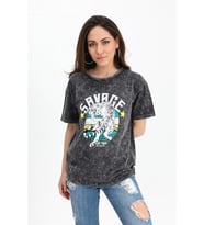 T-shirt Yıkamalı Kumaş Bisiklet Yaka - Antrasit