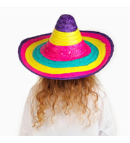 Sombrero Meksika Şapkası Renkli Örme Hasır Çocuk Boy