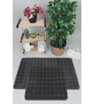 evilla Modern Bubble Yıkanabilir Kaymaz Peluş Banyo Paspası Halısı 2li Klozet Takımı 50X80-50x40cm Antrasit