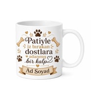 İsme Özel Köpek Sever Baskılı Kupa Bardak Kemik Desenli Hediye