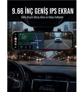 Araç İçi Ayna Carplay Dokunmatik Multimedya ve Kamera Kayıt Ekranı