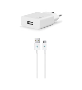 Ttec Smart Fast Charger 2.1A UsbA to Type-C Kablolu Seyahat Şarj Aleti Set Beyaz