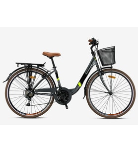Kron TETRA 3.0 - 26" City Bike - 15' - 21 Vites - V.B. - Mat Füme-Siyah/Neon Sarı