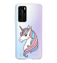 Huawei P40 Uyumlu Kapak Unicorn Tasarımlı Şeffaf Silikon Kılıf