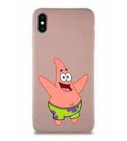 Apple iPhone XS Max Soft Premier Kapak Patrick Yıldız Tasarımlı Silikon Kılıf - Pudra (Şeffaf)