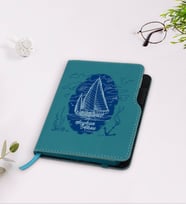 BK Gift Kişiye Özel Gemi Tasarımlı Turkuaz Termo Deri Defter-2