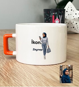Kişiye Özel Karikatürlü İkon Lüks Fincan Doğum Günü Hediyesi