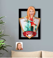 BK Gift Kişiye Özel İsimli Kadın Karikatürlü 3D Ahşap Tablo-24
