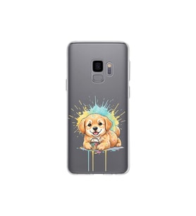 Samsung Galaxy S9 ile Uyumlu Splash Köpek Tasarımlı Şeffaf Silikon Kılıf