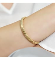 Goldium 14 Ayar Altın Yılan Kelepçe Bilezik (Sarı)