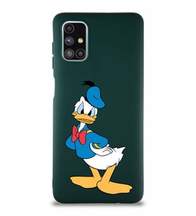 Samsung Galaxy M51 Soft Premier Kapak Donald Duck-D Tasarımlı Silikon Kılıf - Yeşil (Şeffaf)