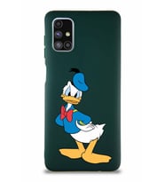 Samsung Galaxy M51 Soft Premier Kapak Donald Duck-D Tasarımlı Silikon Kılıf - Yeşil (Şeffaf)