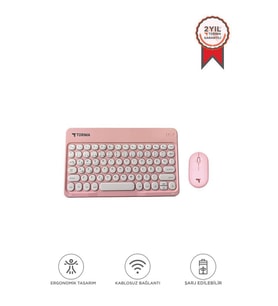 Bluetooth Kablosuz Klavye Mouse Seti TMK08 Pembe