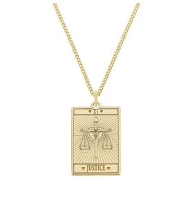 Kişiye Özel 925 Ayar Gümüş Justice Tarot Kolye (Gold)
