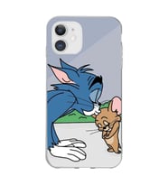 Iphone 11 Uyumlu Tom ve Jerry Tasarımlı Şeffaf Telefon Kılıfı