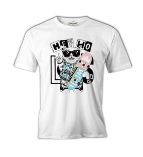 Rock Star - Kedi Beyaz Erkek Tshirt
