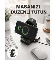 Şarjlı Dijital Masa Saati – 3 Parlaklık Seviyeli Led, Hızlı Yeni Nesil