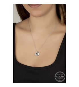 Crystal Taşlı  Çerçeveli 925 Ayar Gümüş Kolye