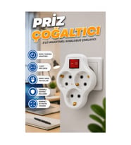 3’lü Topraklı Priz Çoğaltıcı – Anahtarlı Kablosuz Duvar Tipi
