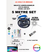 Sm16703 Ultra Parlak Ip30 Pixel Adreslenebilir Piksel Şerit Led + Kontrolcü + Trafo / Full Set / 5 Metre