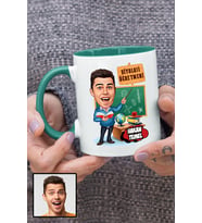 Erkek Biyoloji Öğretmenine Hediye Karikatürlü Yeşil Kupa Bardak