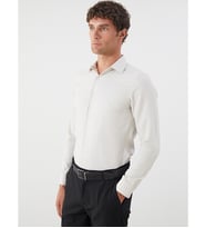 LCW BUSINESS Bej Slim Fit Uzun Kollu Armürlü Erkek Gömlek