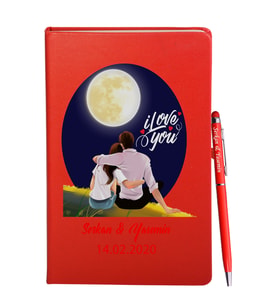 Sevgililer Gününe Özel Kırmızı Defter Kalem Hediye Seti 2