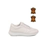 Voyager Beyaz Hakiki Deri Hafızalı Taban Lastik Bağcıklı Kadın Casual Ayakkabı Sneaker 8439 Z