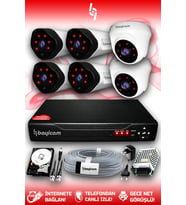 BAYICAM 6 Kameralı Uzay 2 İç Kamera Set 320 GB HDD Full HD Gece Görüşlü Güvenlik Kamerası Sistemi