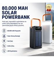 80.000 Mah Solar Güneş Enerjili Powerbank Hızlı Şarj Taşınabilir Aydınlatma Çoklu Çıkış