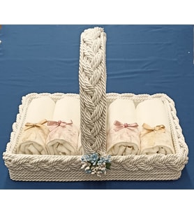 FNT SAPLI HAVLULU SEPET 5 adet 30*50 cm pamuklu fiyonklu fistolu havlu