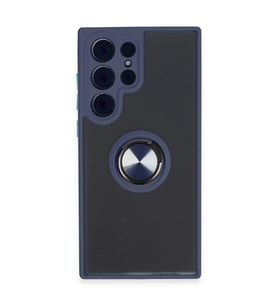 Samsung Galaxy S23 Ultra Kılıf Montreal Yüzüklü Silikon Kapak - Lacivert
