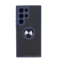 Samsung Galaxy S23 Ultra Kılıf Montreal Yüzüklü Silikon Kapak - Lacivert