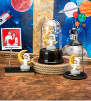 Astronot Çocuk Tasarımlı Notluk, Işıklı Fanus ve Led Masa Lambası