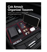 Mey İthalat® Araç İçi Kaydırmaz Organizer Mat Telefon Standlı Çok Amaçlı Konsol Düzenleyici