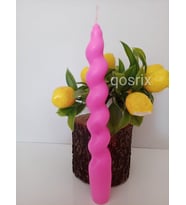qosrix Açık Pembe Renk Italyan Burgulu Şamdan Soya Mumu Doğal Kokulu Uzun Çubuk Konik Burgu Spiral Mum 1 Adet