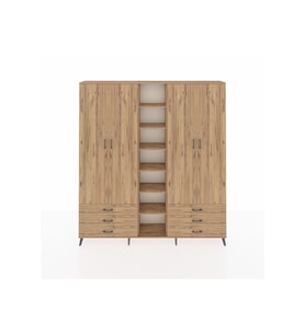 Arges Gardrop 13 Raflı 6 Çekmeceli 2 Askılı 220x30x243 Çam-Çam