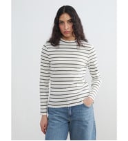 LCW Modest Yeşil Fırfırlı Dik Yaka Çizgili Kadın Body