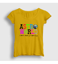 Presmono Kadın Sarı Astroworld V3 Travis Scott T-Shirt 44437tt (Sarı)
