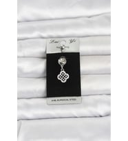 316L Cerrahi Çelik Zirkon Taşlı Sallantılı Yonca Model Göbek Piercing 5886 - SSSSSS6552-9598