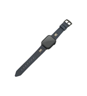 İsminizin Baş Harflerine Özel Deri Gümüş Harfli Apple Watch Saat Kordonu - Lacivert