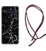 TCL 10L 10 Plus 10SE 20E 20SE 30 L7 Kılıf Boyun Asklı Rasta Silikon Black Marble 3 1382