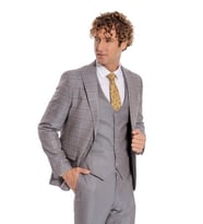 Ekose Ceketli Slim Fit Açık Mavi Erkek Takım Elbise - Wessi (İndigo)